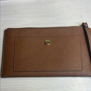 Michael Kors Brown Clutch with Gold-Tone Accents